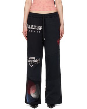 Marine Serre Pantalon De Survêtement Noir En Panneaux Graphiques Suprarecyclés À Cordon Coulissant