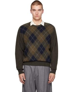 Ssstein Khaki Argyle Crewneck Jumper - Black