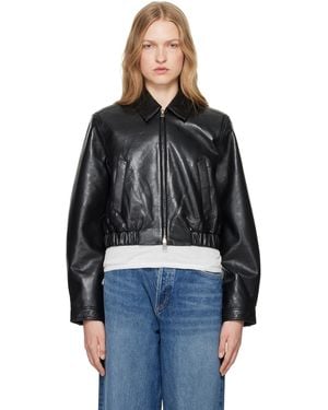 Agolde Shoreditch Ski Club Edition Essie Recycled Leather Cropped Jacket - Black