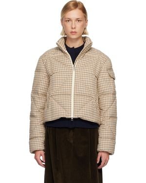 Moncler Off- Keros Diamond-Quilted Wool Blend Short Down Jacket - Natural