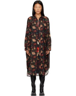 R13 Robe Midi De Style Chemise Rouge Et Noir