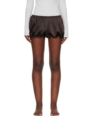 Skims Lightweight Satin Bloomer Shorts - Black
