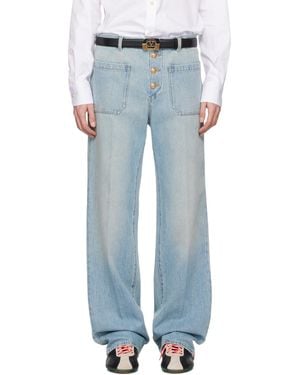 Valentino Straight-Leg Creased Jeans - Blue