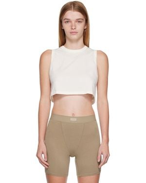 Skims Off-white Boyfriend Sleep Crop Tank Top - Multicolour