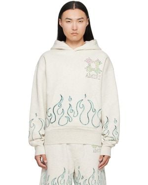 Amiri Off- Ma Quad Flames Oversized Hoodie - White
