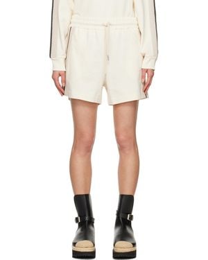 MONCLER モンクレール ストライプショートパンツ ホワイト & ライトブルー ショートパンツ : パンツ＆ショーツ