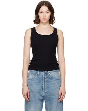 Versace Safety Pin Ribbed Tank Top - Black