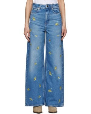Ganni Printed Flower Lari Jeans - Blue