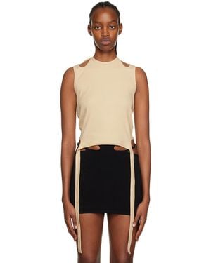 Dion Lee Beige Halter Tie Tank Top - Black