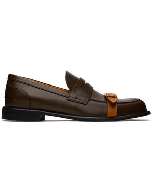 JW Anderson ブラウン レザー ピンバックル ローファー - ブラック