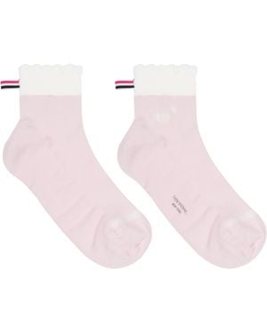 Thom Browne Pointelle Stitch Hector Crew Socks - Pink