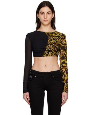 Versace Jeans Couture Black & Yellow Cropped Blouse