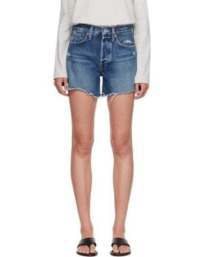 Agolde Parker Long Denim Shorts - Blue