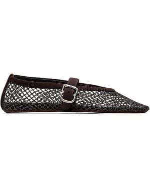 Alaïa Strass Fishnet Ballerina Flats - Black