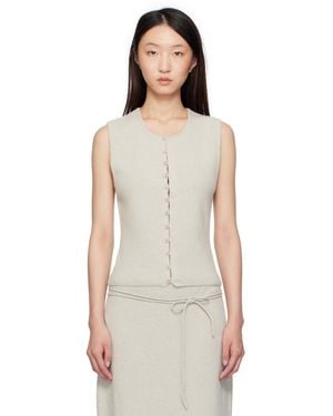 LE17SEPTEMBRE Button Down Knit Tank Top - Gray