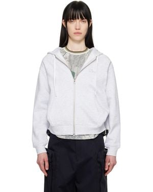 Dime Cursive Zip Up Hoodie - White
