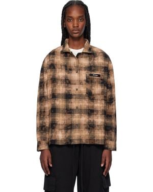 Palm Angels Curved Logo Check Shirt - Black