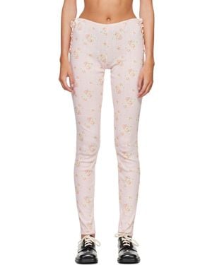 Simone Rocha Legging Rose En Pointelle À Volants