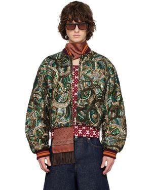 Dries Van Noten Embroidered Bomber Jacket - Black
