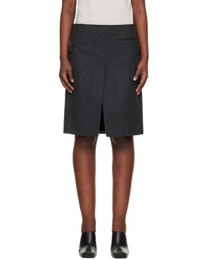 Commission Jupe Midi Grise À Taille Basse - Noir