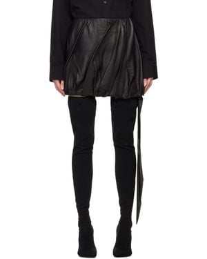 Helmut Lang Ballooned Leather Miniskirt - Black