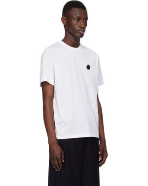 Moncler Vertical Back Logo Cotton T-Shirt in White for Men