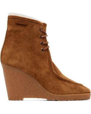 Isabel Marant Tan Cylia Shearling Wedge Boots - Brown