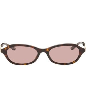Gucci Oval-Frame Sunglasses - Brown