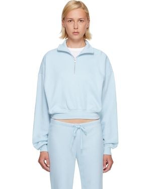 Skims Drapey French Terry Half Zip Sweatshirt - Blue