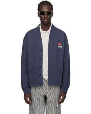 KENZO ネイビー Paris Boke Flower カーディガン - ブルー
