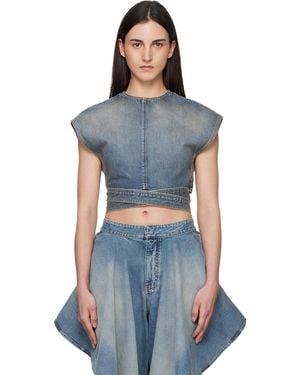 Alaïa Belted Denim Blouse - Blue
