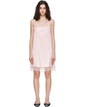 Simone Rocha Robe Courte Rose À Encolure Carrée Et À Garnitures En Dentelle