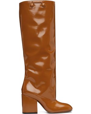 Marni Bottes Hauteur Genou Brunes En Cuir - Marron