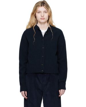 Rohe Cardigan Écourté Bleu Marine En Laine Bouillie