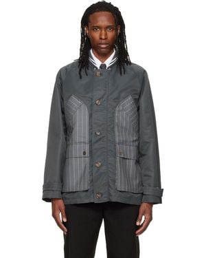 Thom Browne Blouson Militaire Technique Gris En Sergé
