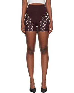 Marine Serre Burgundy Athleisure Moon Insert Mini Shorts - Multicolour