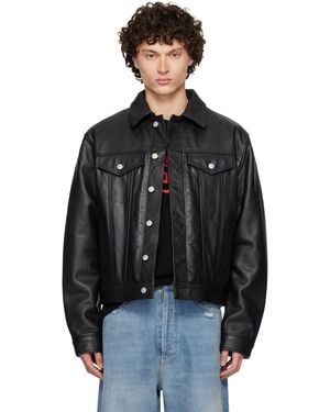 1017 ALYX 9SM Grain Leather Trucker Jacket - Black