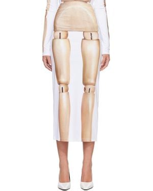 Jean Paul Gaultier 'The Wooden Body' Midi Skirt - Natural