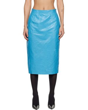 Willy Chavarria Tubo Leather Midi Skirt - Blue
