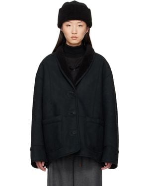 LE17SEPTEMBRE Shawl Collar Reversible Faux-Shearling Jacket - Black