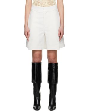 Victoria Beckham Short Culotte Blanc Cassé À Plis - Noir