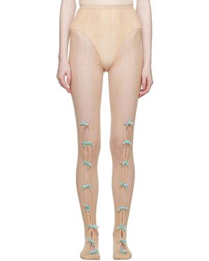 Nφdress Bowknot Fishnet Tights - Natural
