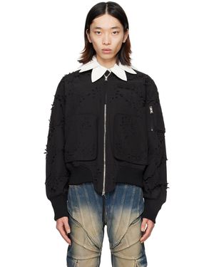 JUNTAE KIM ブラック フローラル ボンバージャケット