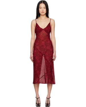 Dries Van Noten レッド プリント ミディアムワンピース