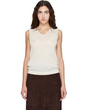 Lauren Manoogian Off- Fine High V Shell Top - White