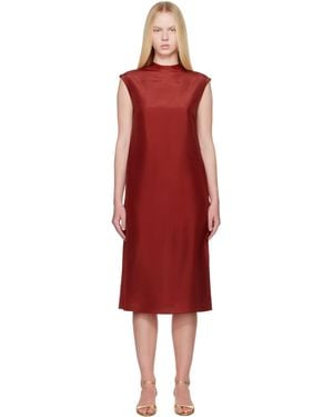Carven Straight Silk Toile Midi Dress - Red