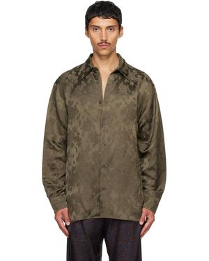 Dries Van Noten Khaki Brocade Shirt - Brown