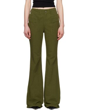 R13 Khaki Flare Leg Pants - Green