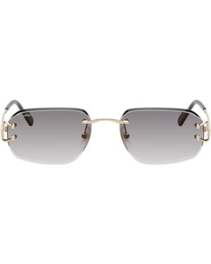 Cartier ゴールド 'Classic C De サングラス - ブラック