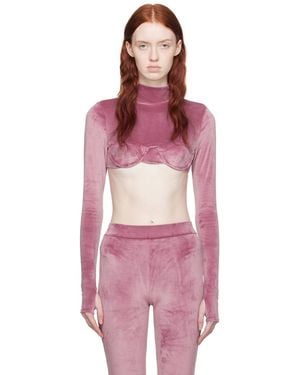 Gcds Purple Cropped Turtleneck - Red